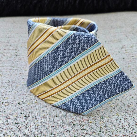 Robert Talbott Men Tie 100% Silk Necktie Gray/Gold Striped Necktie Made in USA - Picture 3 of 10